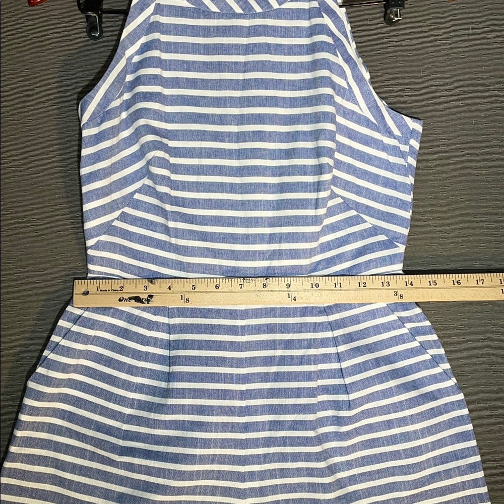 1901 Blue and‎ White Striped Cropped Romper - Picture 2 of 8